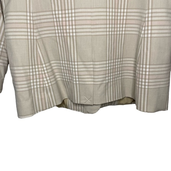 Halogen Single Button Neutral Plaid Blazer 8 NWT Tailored Notched Collar - Picture 9 of 13